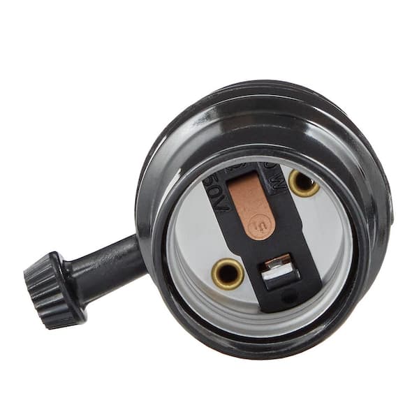 2-3/4 in. Black 3-Way Black Turn Knob Lamp Socket