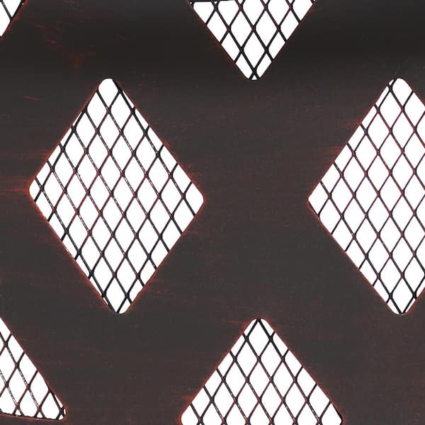 Cross Weave 30 in. x 20 in. Round Bronze Wood Burning Fire Pit with Steel Spark Screen