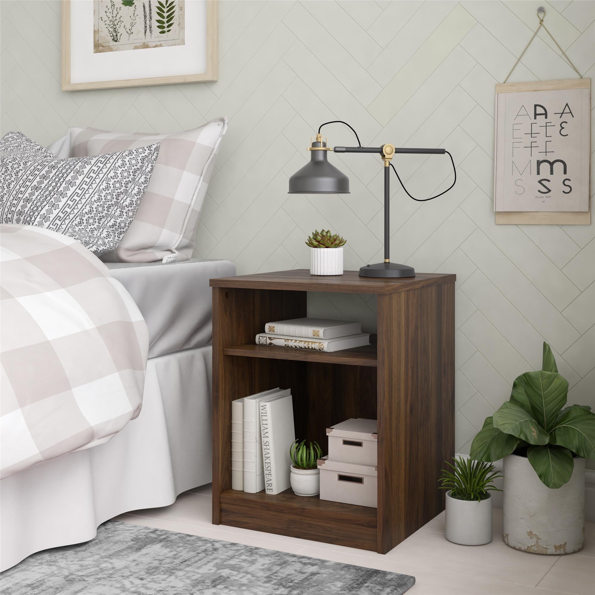 Mainstays Classic Open Shelf Nightstand, Canyon Walnut