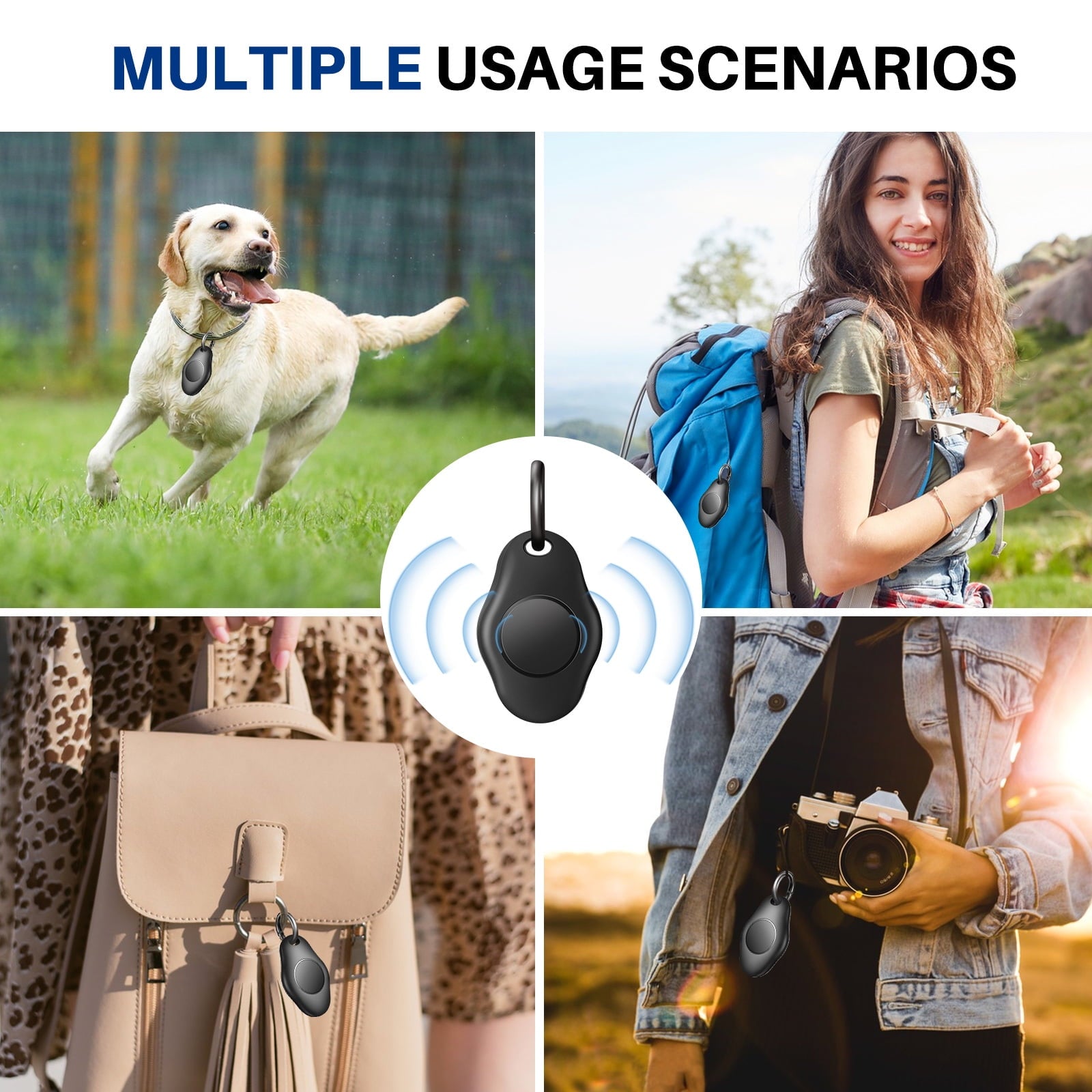 [4 Pack] AirTag Holder Keychain, IPX7 Waterproof Protective Air Tag Holder, Dropproof AirTag Keychain Cover, Full-Body Shockproof, Anti-Scratch, AirTag Case for Keys, Black