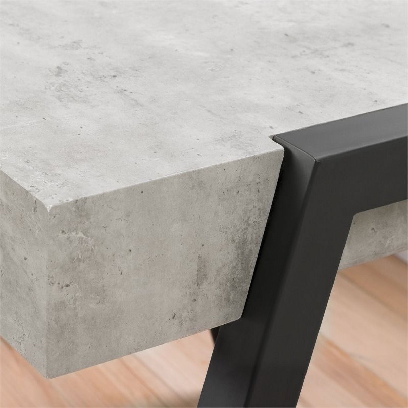 Trent Home Industrial Wood Top Faux Concrete Coffee Table in Gray and Black