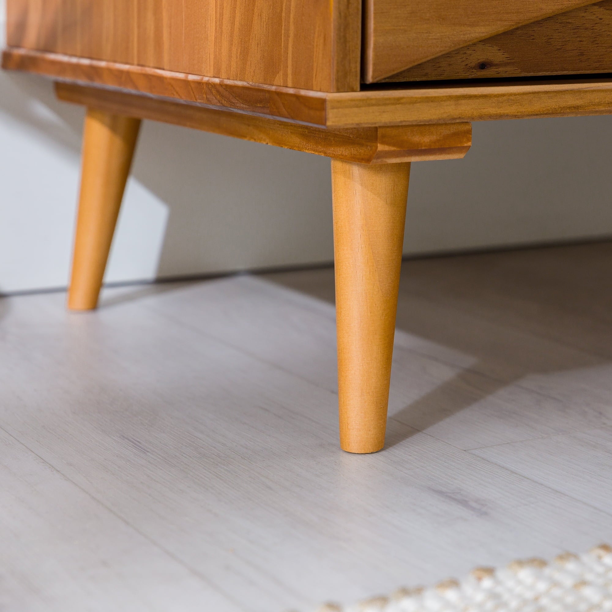 Walker Edison 30” Mid-Century Modern Curved Front 5-Drawer Dresser, Caramel