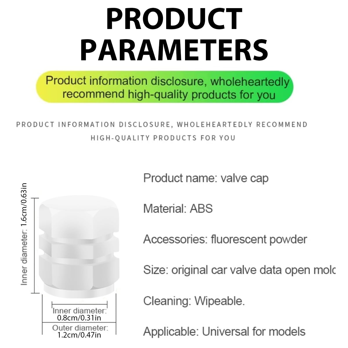 Glowing Tire Valve Stem Caps - Universal Tyre Valve Stem Caps with Light in Dark, Leakproof Seal (12pcs)