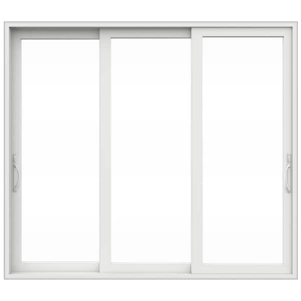 V4500 Multi-Slide 105 in. x 108 in. Universal Handing Low-E White Vinyl 3-Panel Prehung Patio Door
