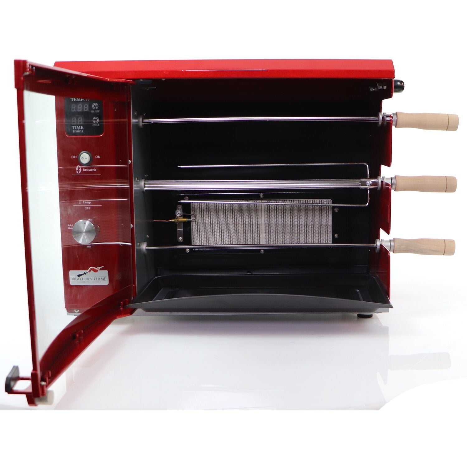 Brazilian Flame Brazilian Gas Rotisserie Grill with 3 Skewers in Red