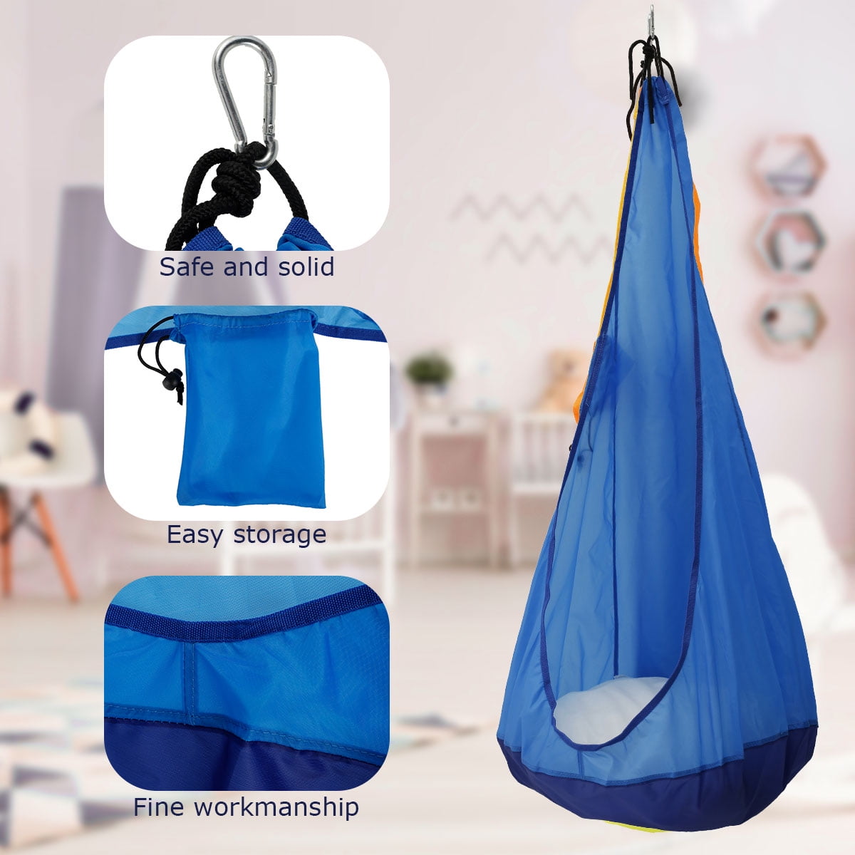 Protoiya Child Hammock Chair, Pod Swing For Kids,for Indoor and Outdoor Use