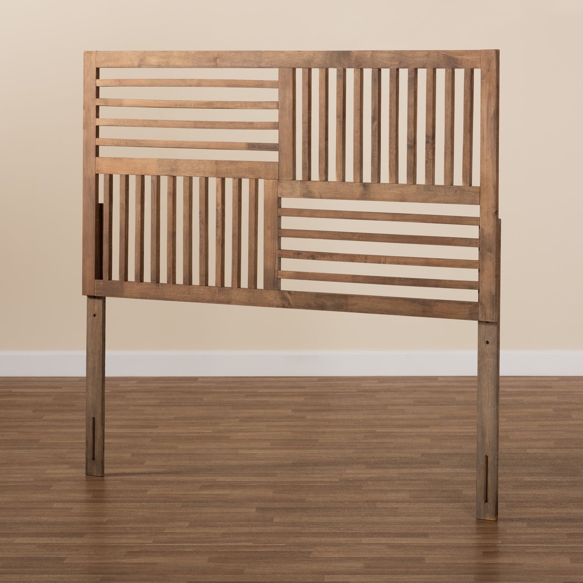 Baxton Studio Adler Contemporary/Modern Slat Back Support Wood Headboard, Full, Ash Walnut