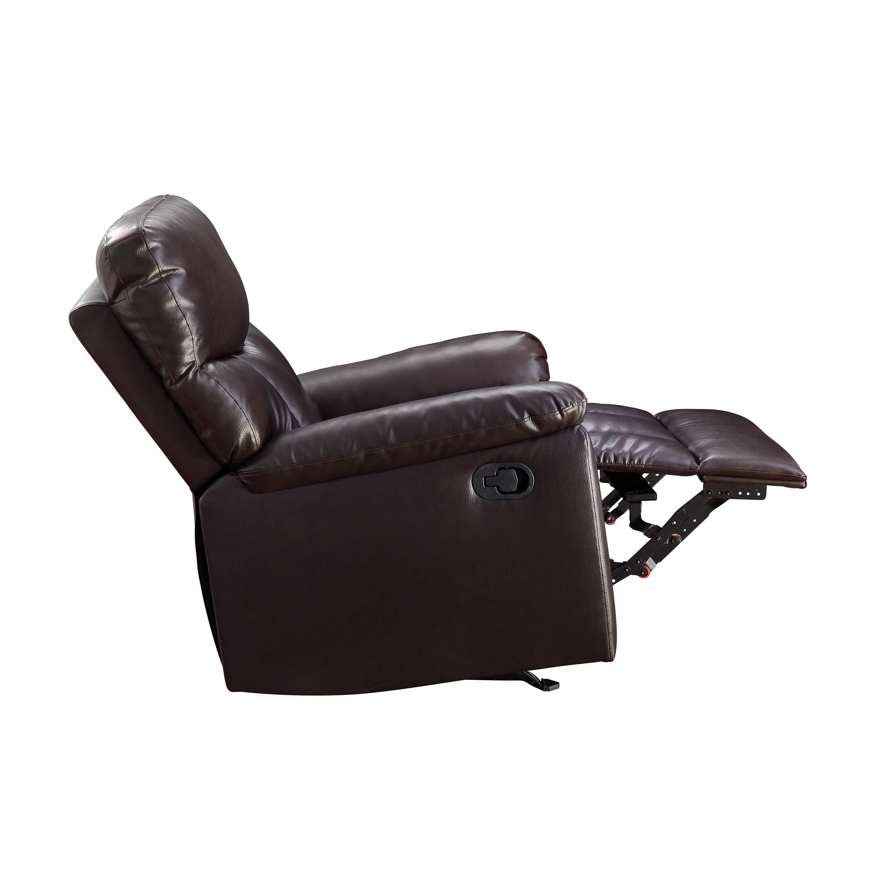 Serta Small Space Rocker Recliner, Chocolate Brown Faux Leather Upholstery
