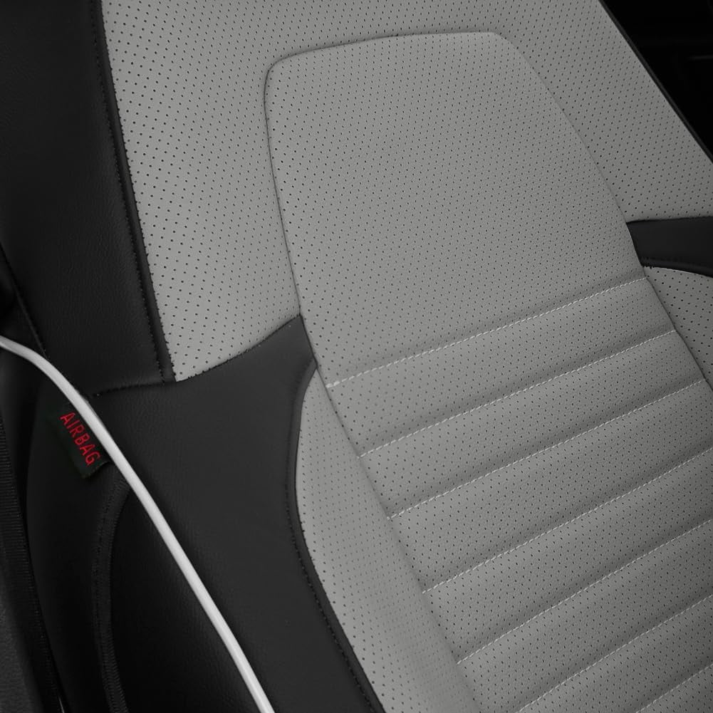 EKR Custom Fit CRV Seat Covers for Honda CRV 2023 2024-Breathable Leather Auto Seat Covers (Full Set,Black/Gray)