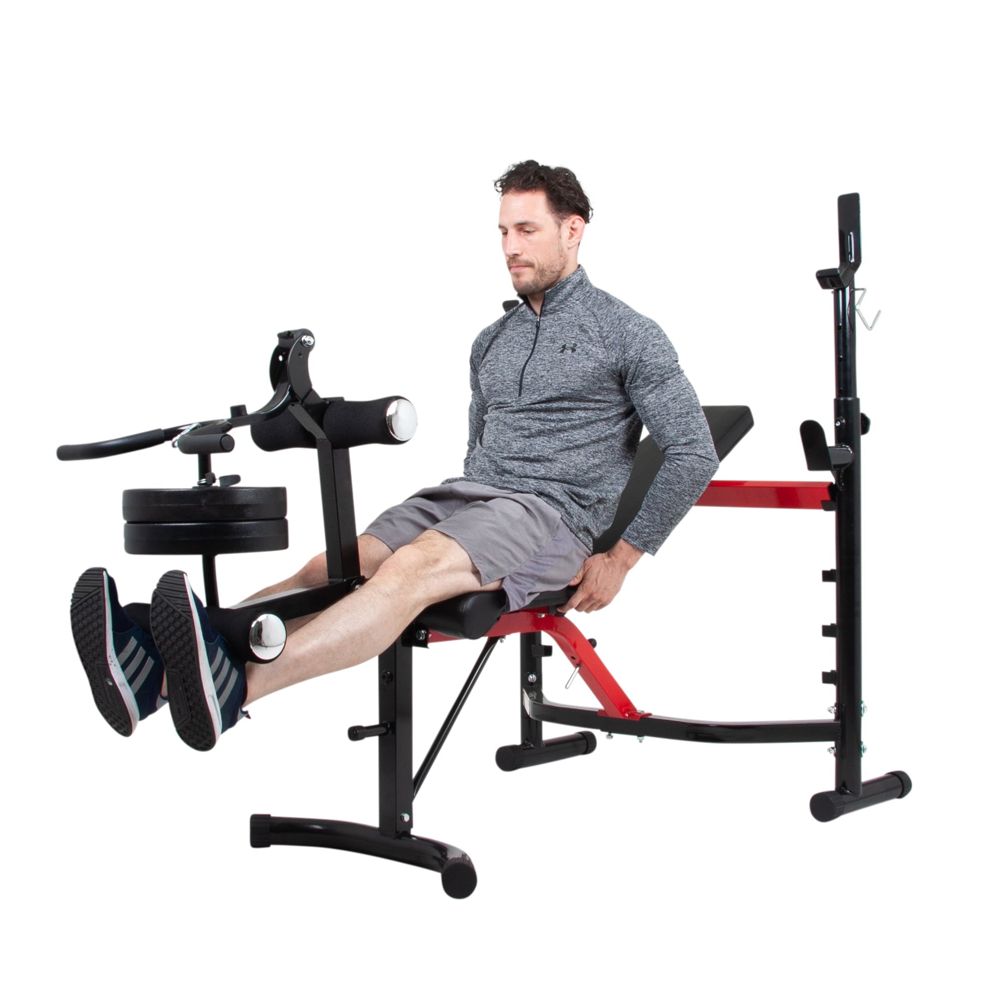 Body Champ BCB5268 Olympic Weight Bench with Arm Curl and Curl Bar Attachment, 300 Lbs. Weight Limit