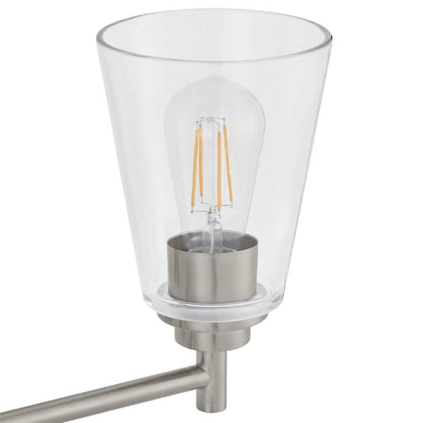 Wakefield 31 in. 4-Light Brushed Nickel Modern Vanity with Clear Glass Shades