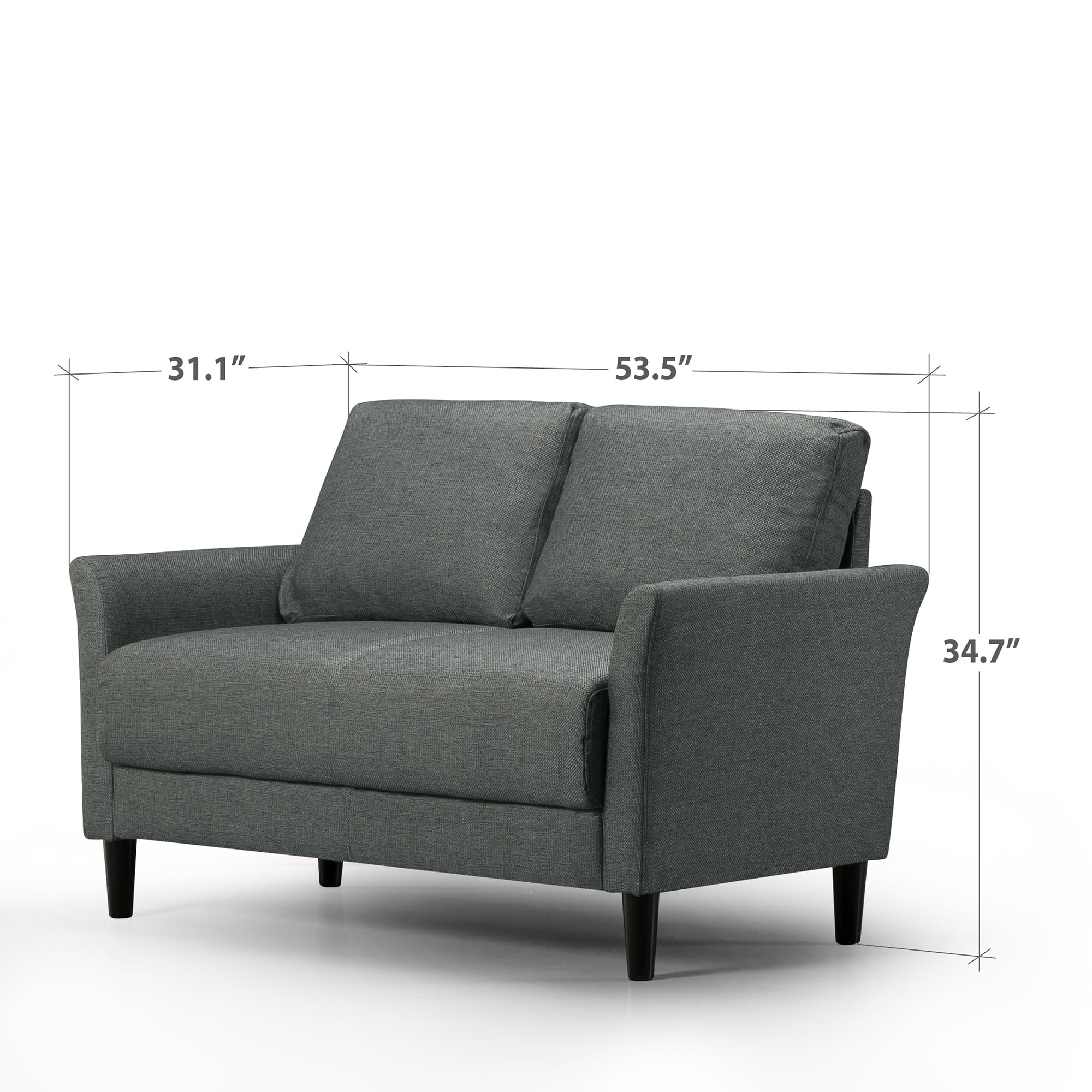 Zinus Jackie 2 Seat Loveseat, Green Stone