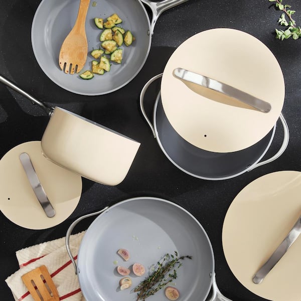9-Piece Ceramic Nonstick Cookware Set in Cream