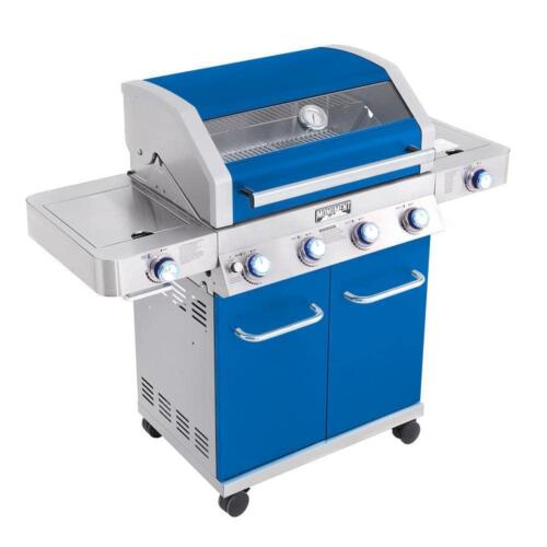 Monument Grills 6-Burner Propane Grill w/ Side+Sear Burners + LED Controls Blue