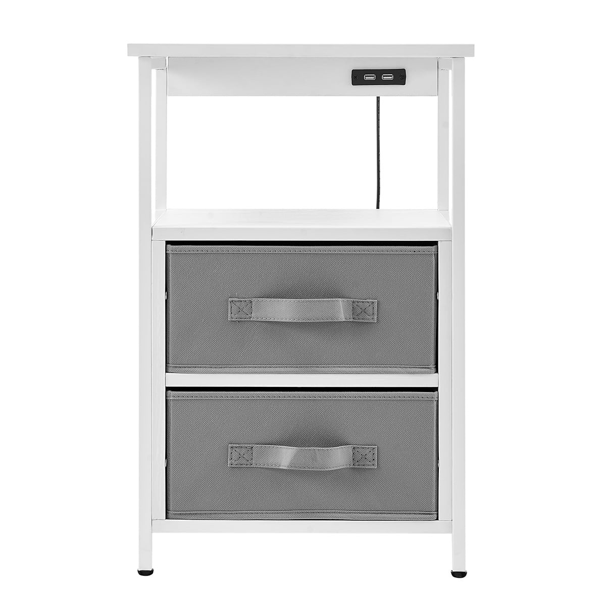 Mainstays 2-Drawers Nightstand With USB Bedroom White