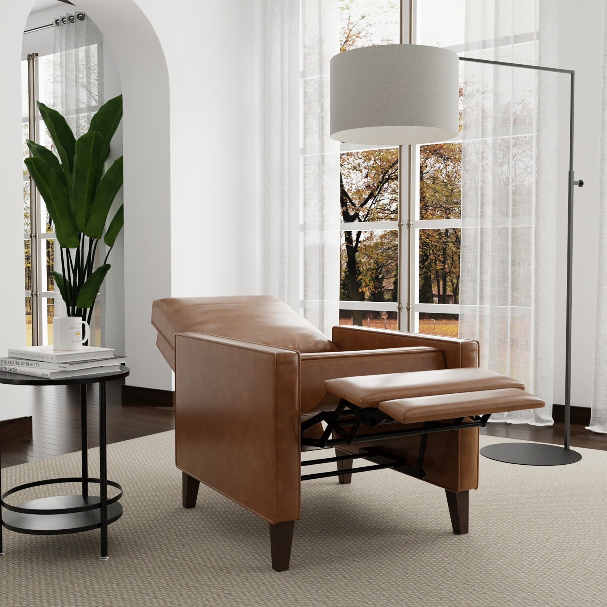 Hillsdale Jianna Faux Leather Push Back Recliner, Saddle Brown