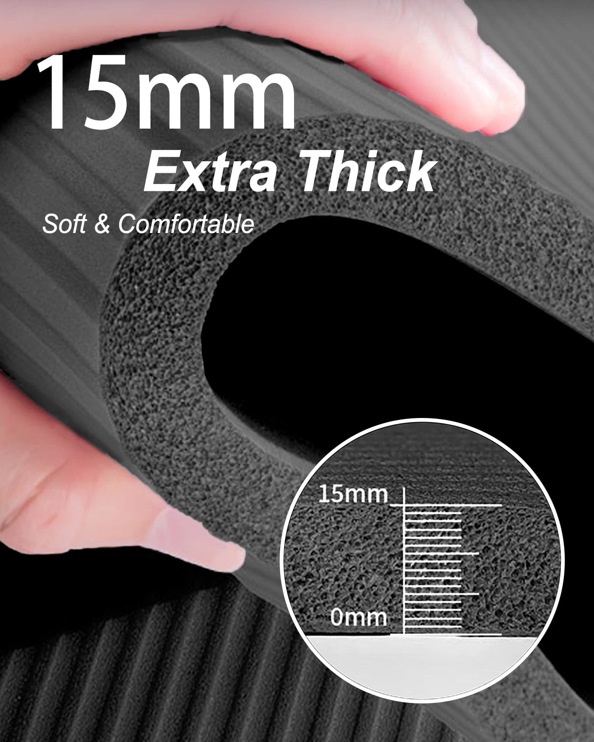 YR Thick Yoga Mat 1/2 inch Foam 6x4' Large Workout Mats Non Slip Home Gym Pilates Exercise Black