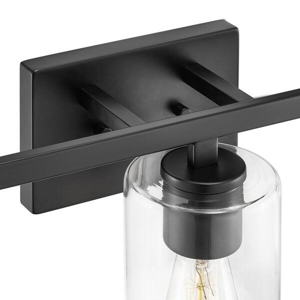 20.75 in. 3-Light Matte Black Vanity Light with Clear Glass Shade