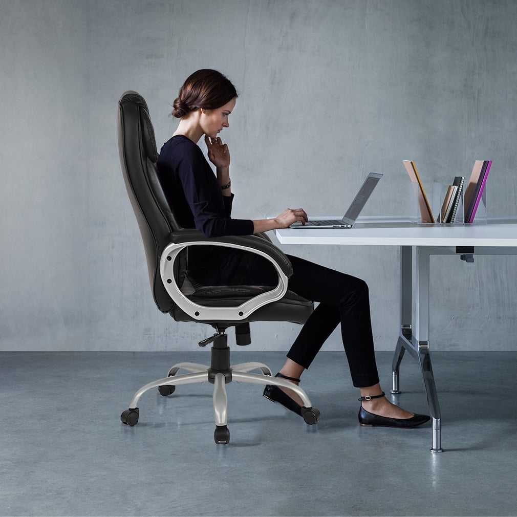 BestOffice Ergonomic Executive High Back PU Leather Office Gaming Massage Chair with Lumbar Support Headrest Armrest Swivel, Metal Base