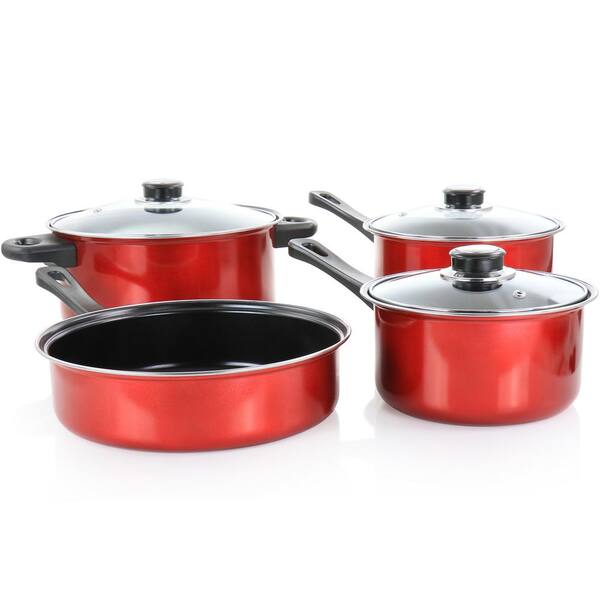 Cardinal 7-Piece Red Nonstick Steel Cookware Set