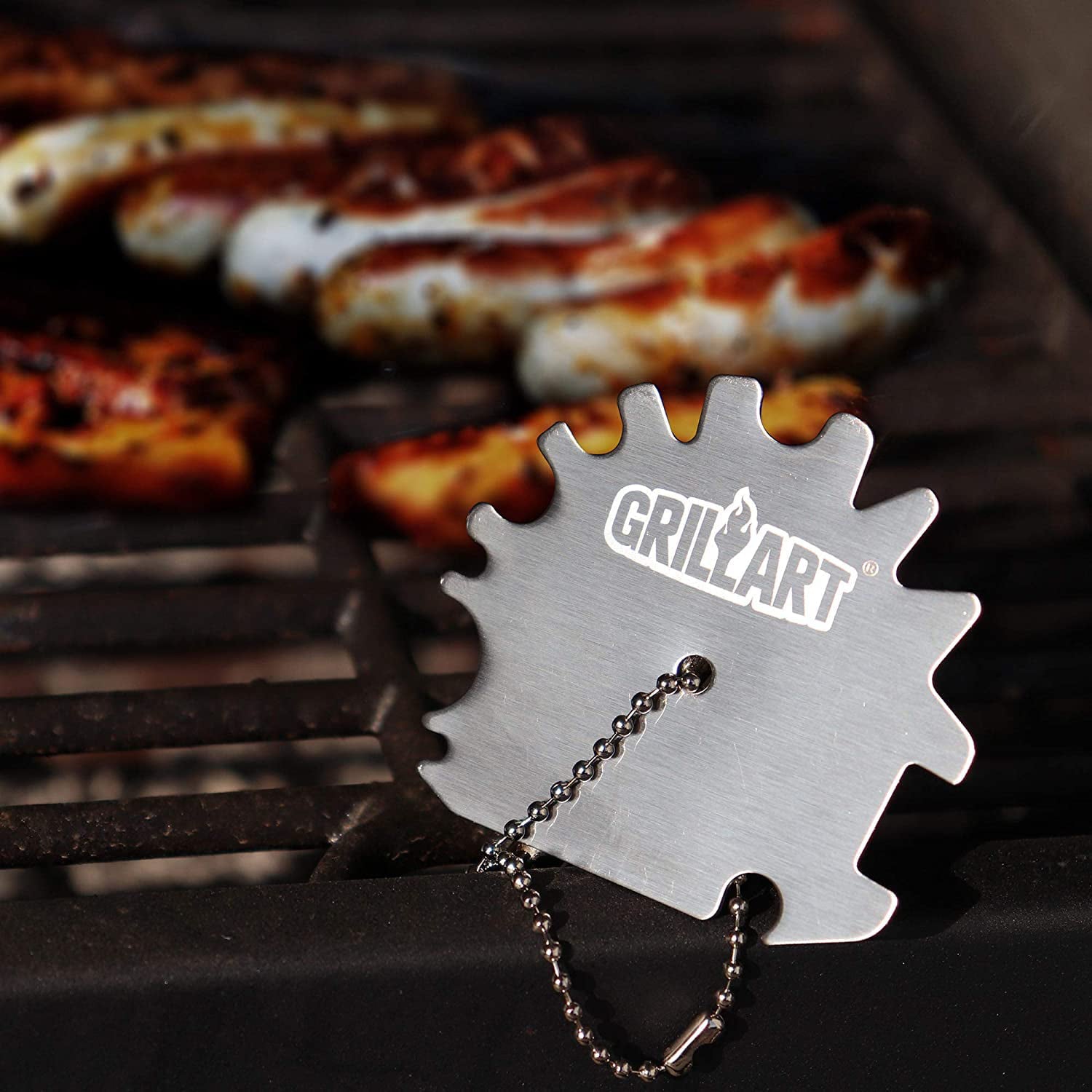GRILLART Stocking Stuffers Men Grill Scraper Tool, BBQ Stocking Stuffer Gifts for Men Dad Husband, Stainless Steel Grate Grill Scraper, Bristle Free Cleaner to Tailgating Accessories