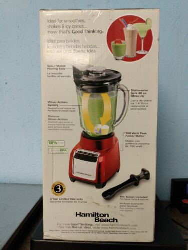 Hamilton Beach - Wave Action Blender - 48 oz Glass Jar - Red - Brand New (tr)