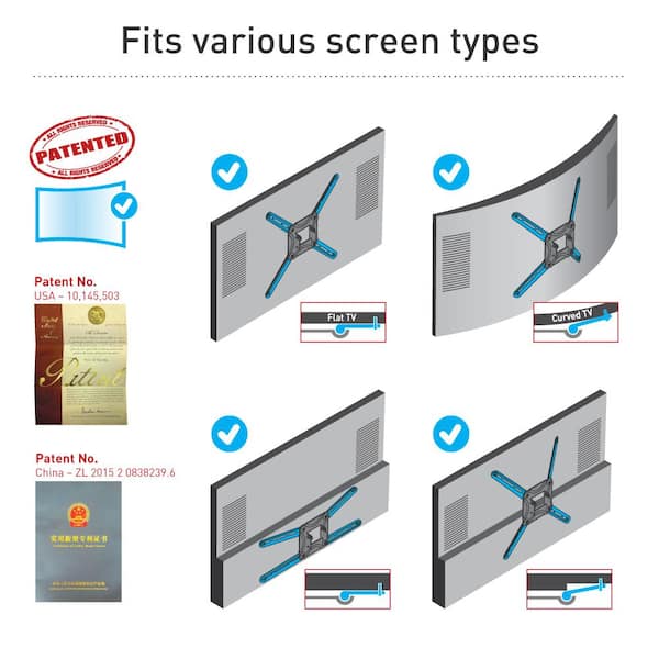 Barkan 13 - 80 in. Full Motion - 4 Movement Long Flat / Curved TV Wall Mount White Extremely Extendable