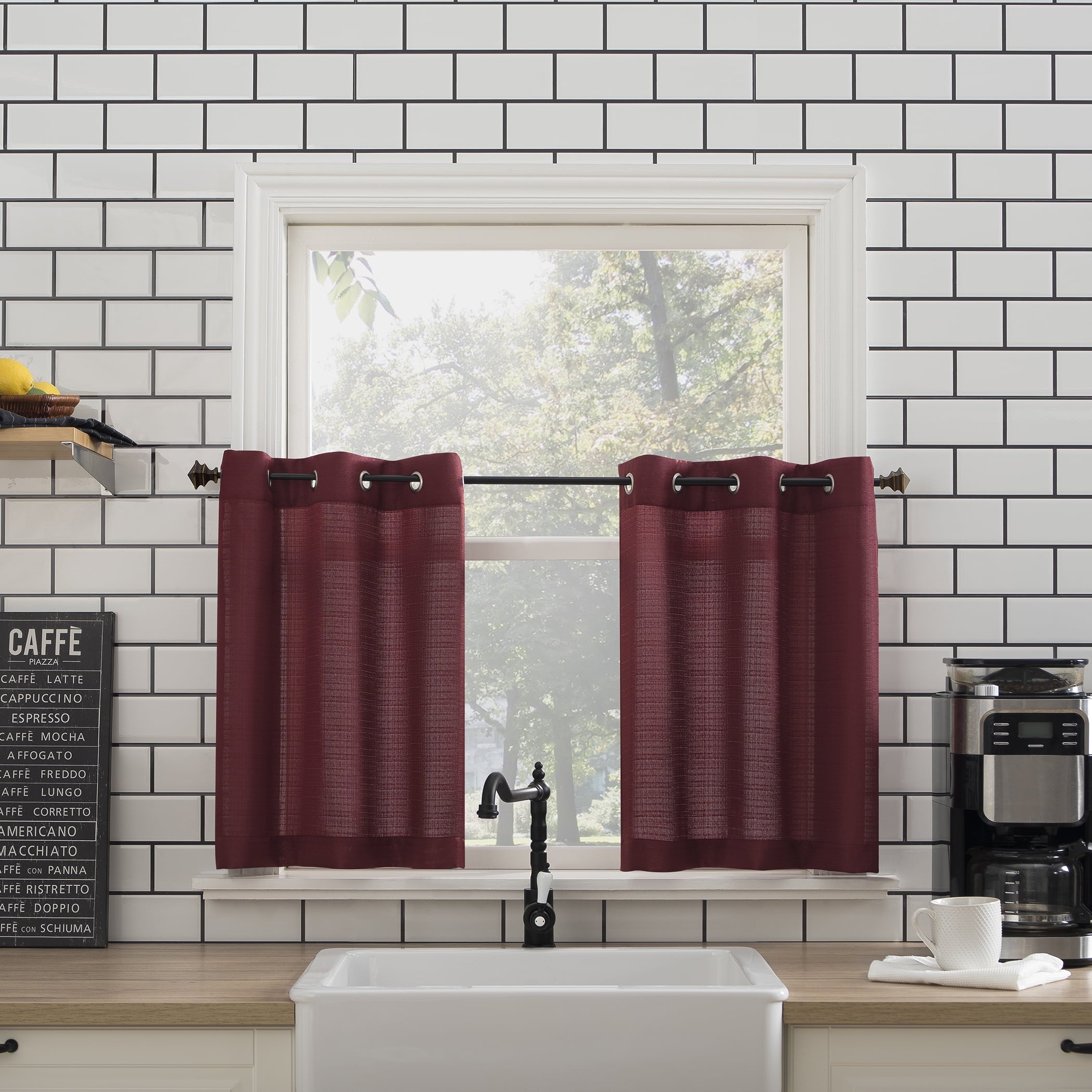 Mainstays Solid Grommet Semi Sheer Curtain Set, 54