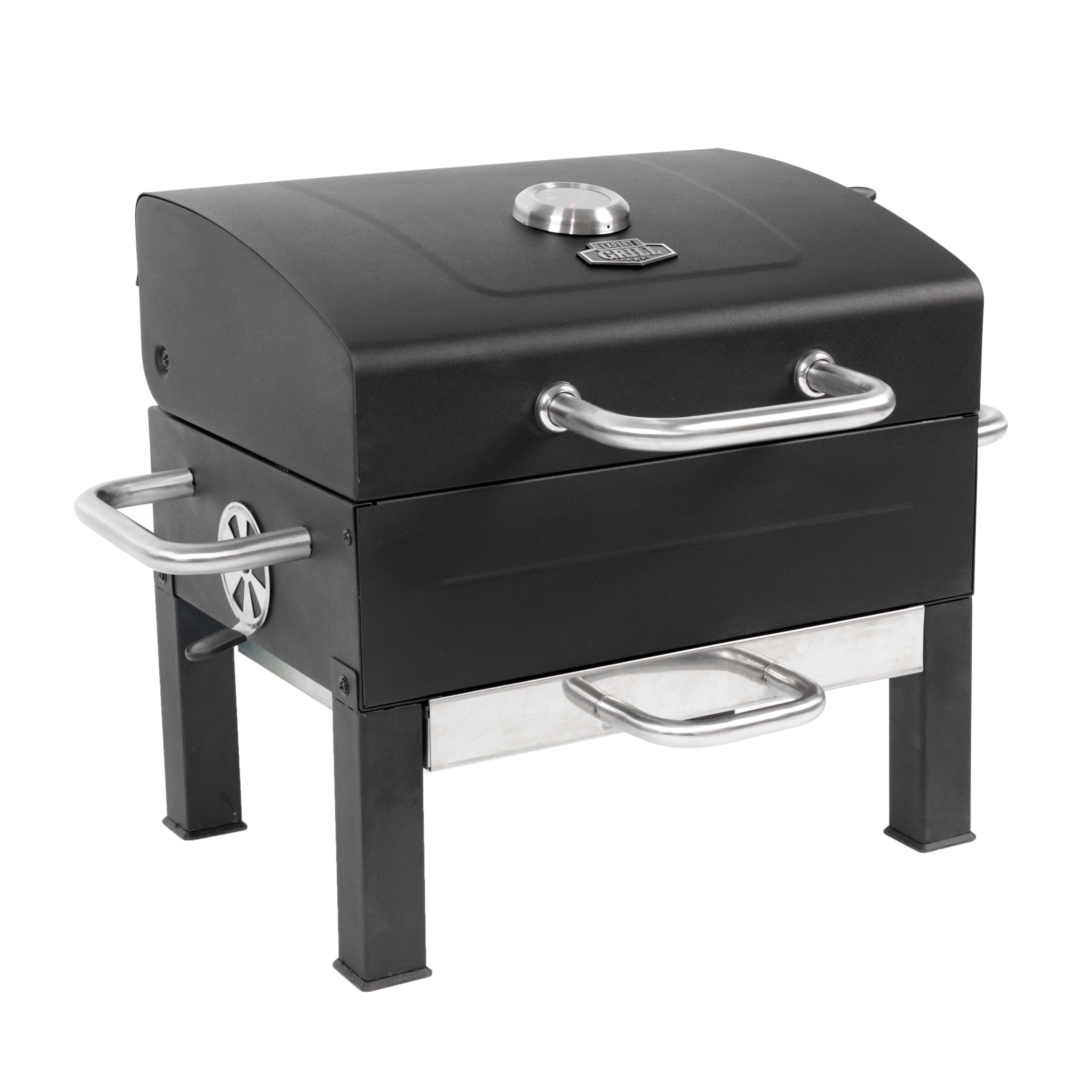 Grill Premium Portable Charcoal Grill, Black and Stainless Steel
