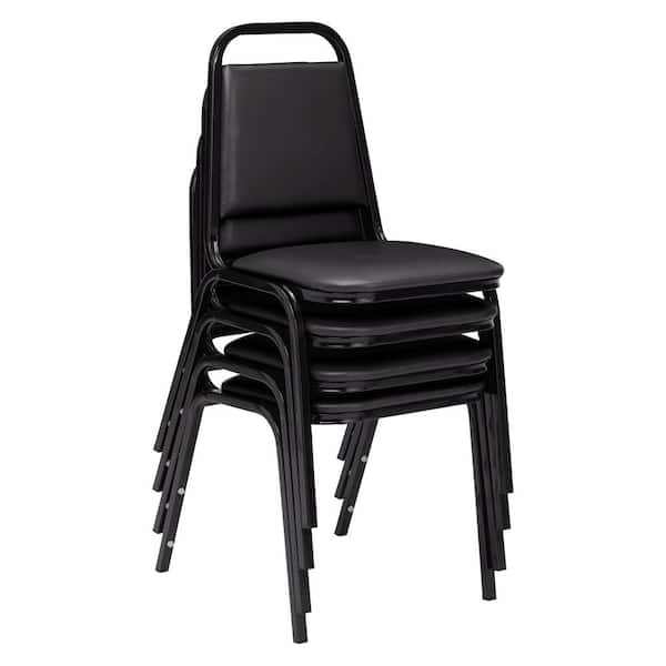 9100 Series Panther Black Vinyl Upholstered Banquet Chair (4-Pack)