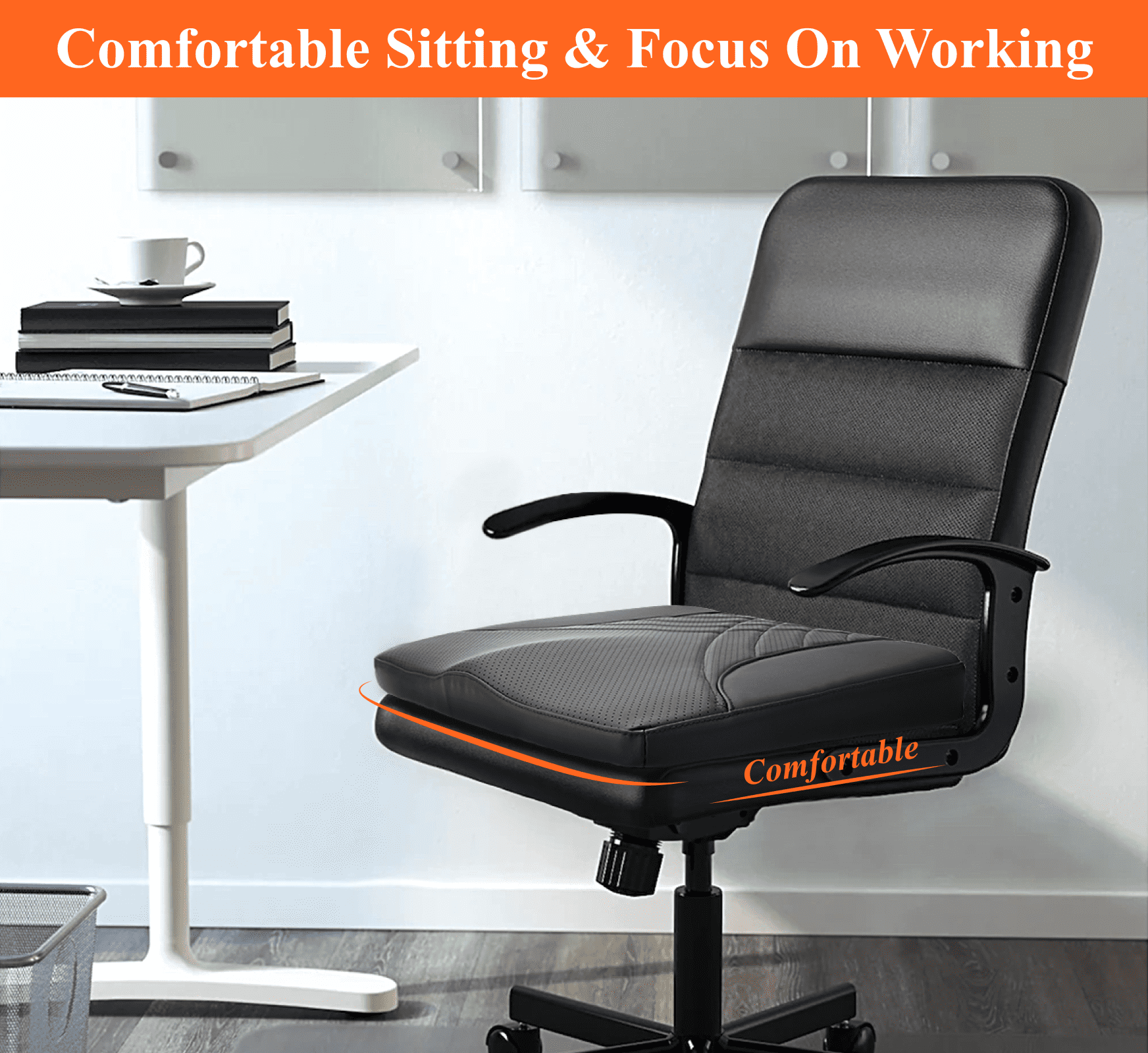 Maxphenix Memory Foam Car Seat Cushion - Coccyx & Back Pain Relief for Car, Truck, Office - Black