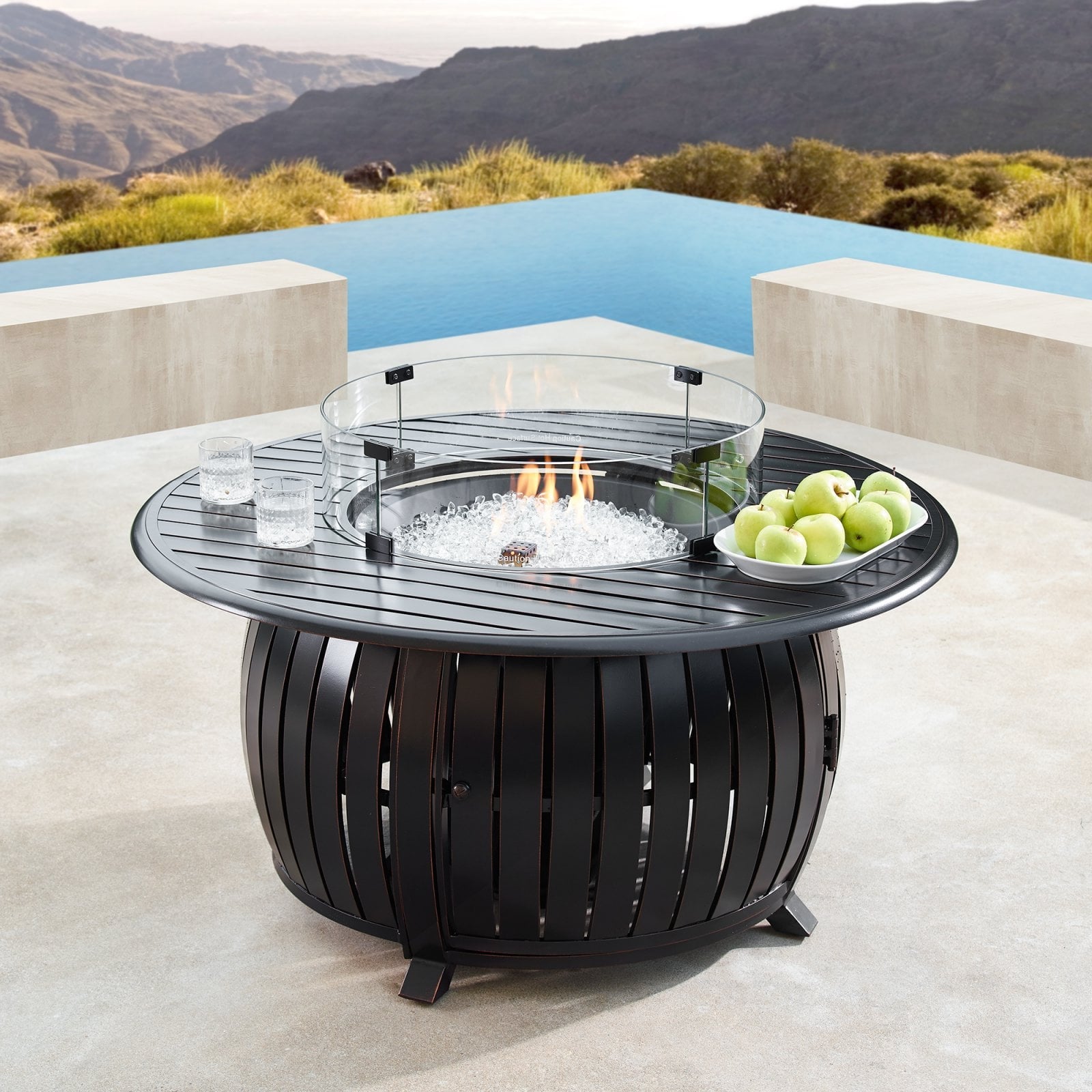 Oakland Living Italy 44 in. Round Propane Fire Pit Table