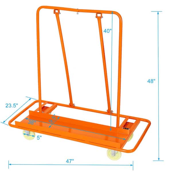 Heavy-Duty Drywall Cart with 1600 lb. Load Capacity and Brake