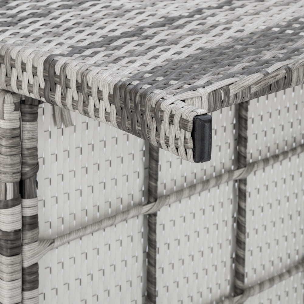 Bistro Rattan Sectional Furniture Set, 5 Piece Modular Wicker Set, Resistant Elegance Conversation Furniture with Removable Seat Cushions, 2 Ottomans, Wicker Table, 406lbs, S6044