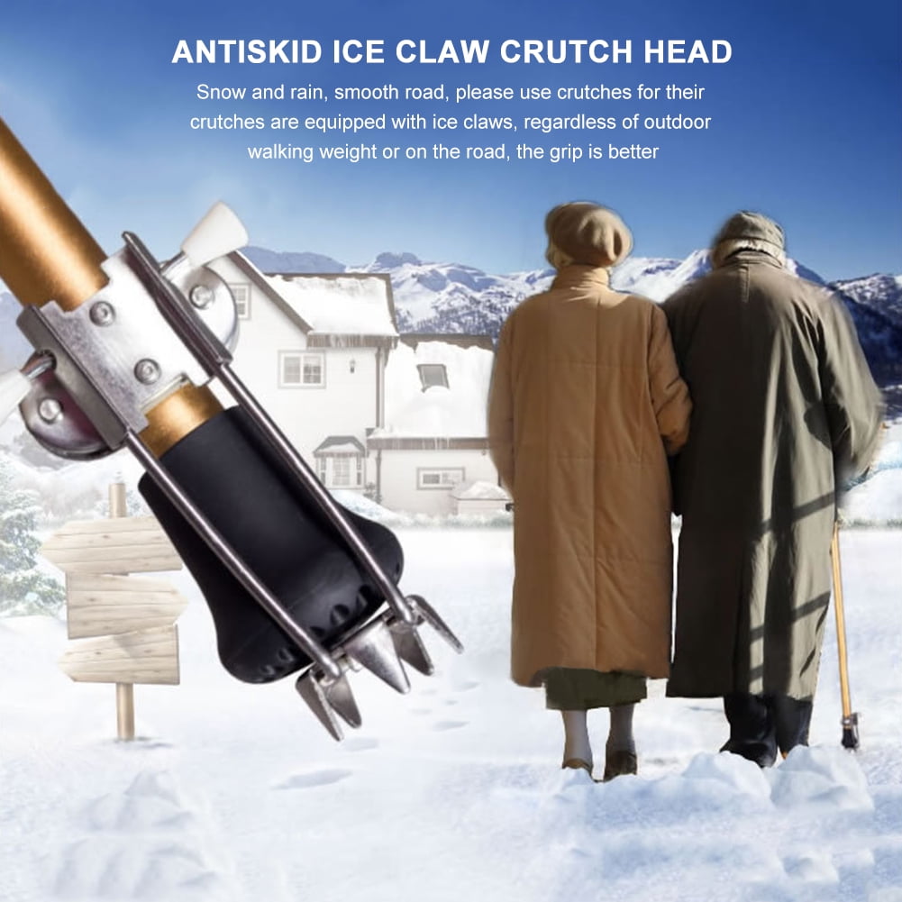 Walking Crampon Sticks Anti Slip Trekking Pole Ice Claws Cane Crutches Grip