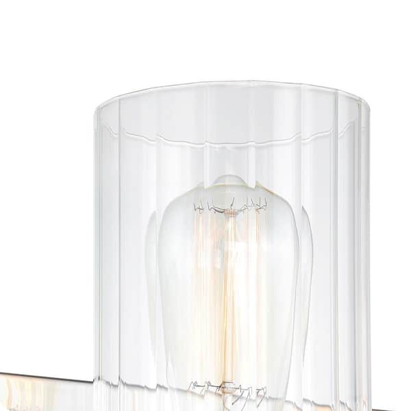 20.5 in. 3-Light Chrome Vanity Light with Ribbed Glass Shades