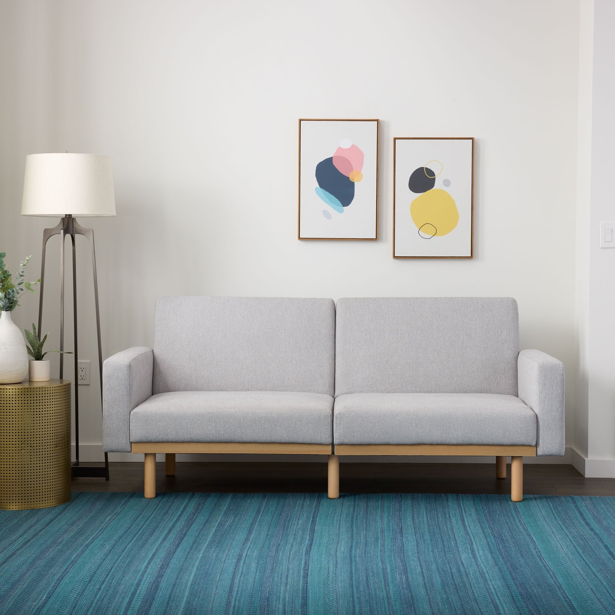 Mayview Upholstered Wood Base Futon, Light Gray