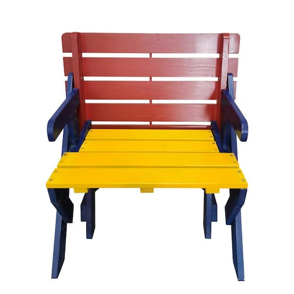 3-in-1 Kids Outdoor Wooden Picnic Table Kid's Multi-Functional Arm Chair With Table+ 2 Benches for Toddlers, Colorful