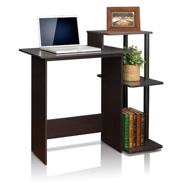 40 in. Rectangular Espresso Computer Desk with Shelves