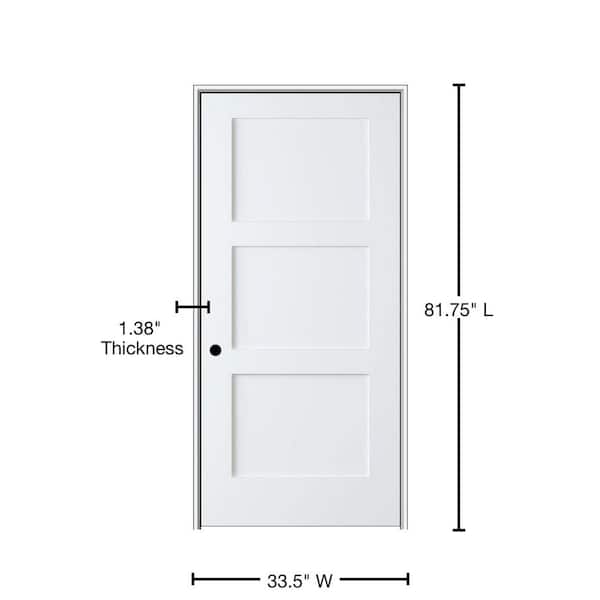 Shaker Flat Panel 32 in. x 80 in. Right Hand Solid Core Primed HDF Single Pre-Hung Interior Door with 6-9/16 in. Jamb