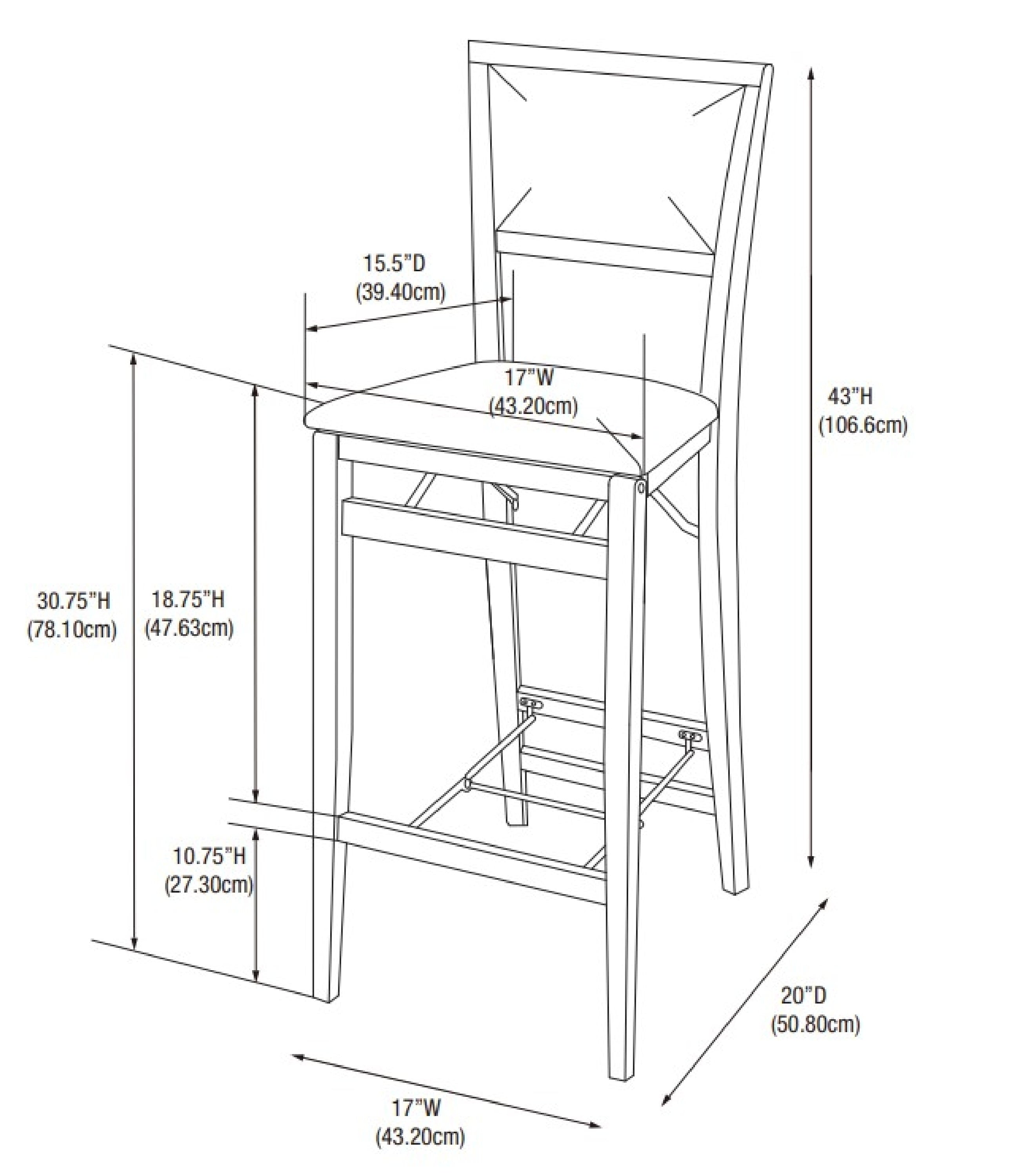 Linon Kristle Folding Padded Bar Stool, 30