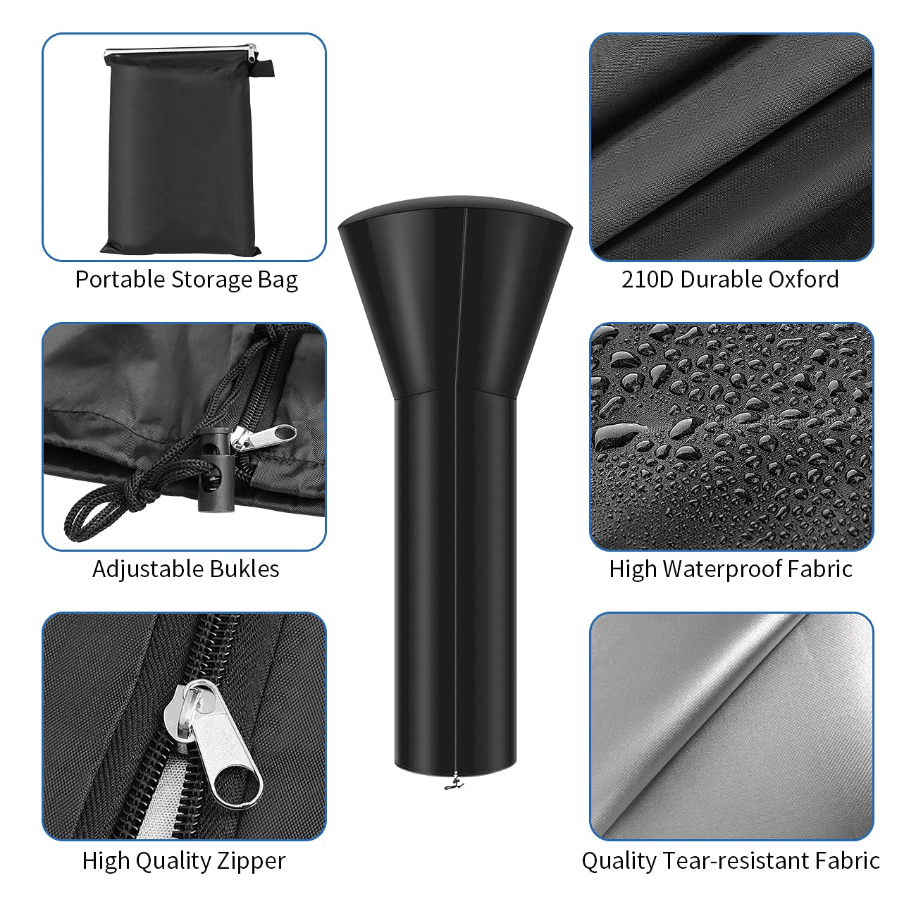 Koovon Patio Heater Cover, Heavy Duty Waterproof Outdoor Garden Black, 89” H x 33” D x19” B