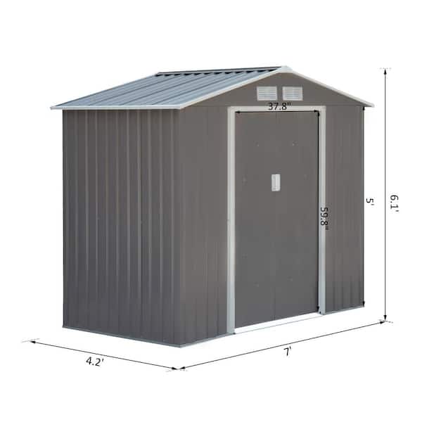 7 ft. x 4 ft. Metal Outdoor Backyard Garden Utility Storage Tool Shed Kit with Spacious Layout and Durable Construction