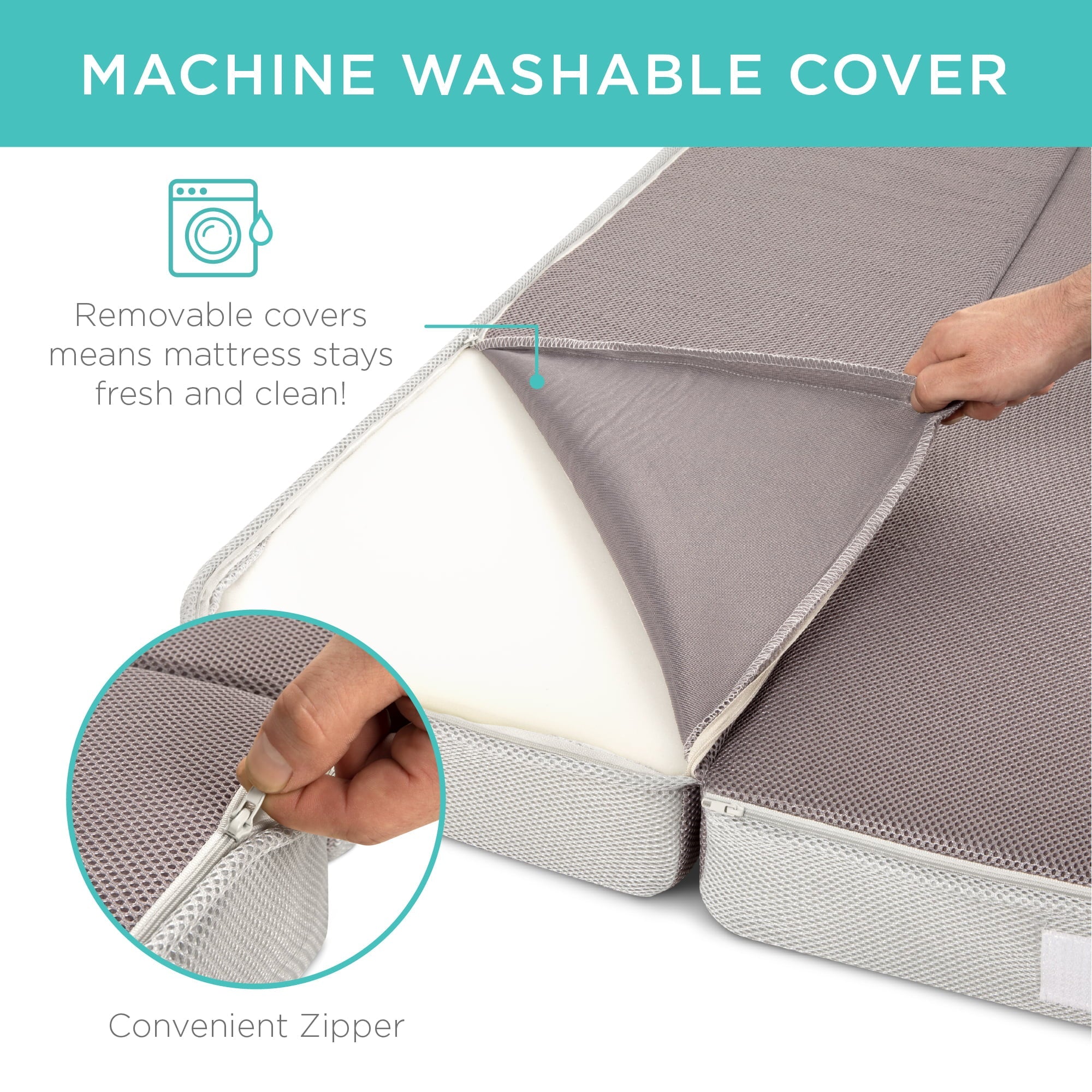 Choice Products 4in Thick Folding Portable Queen Mattress Topper w/ Carry Case, Plush Foam, Washable Cover