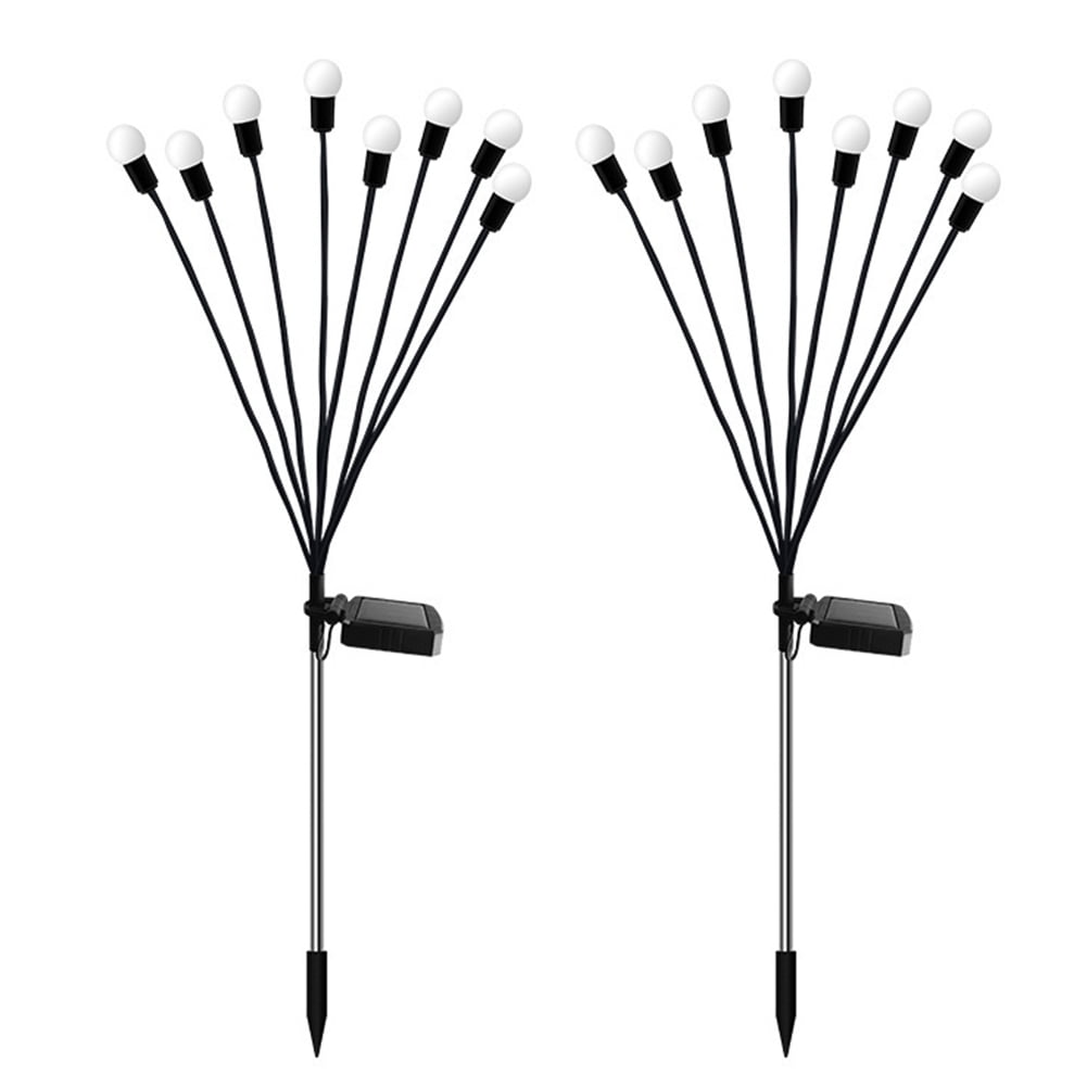 Byseng Solar LED Firefly Lamps (2 PACK), Solar Powered Firefly Lights with 8 Bulbs (Warm White), Intelligent Light Sense for Garden