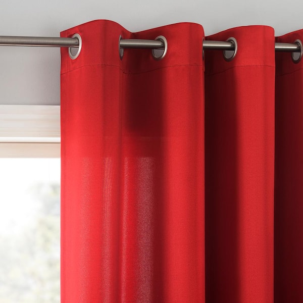 Gregory Holiday Red Polyester 54 in. W x 63 in. L Grommet Room Darkening Curtain (Single Panel)