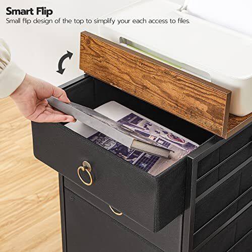 HOOBRO 3-Drawer Mobile File Cabinet Vertical Filing Cabinet Office Cabinet Fi...