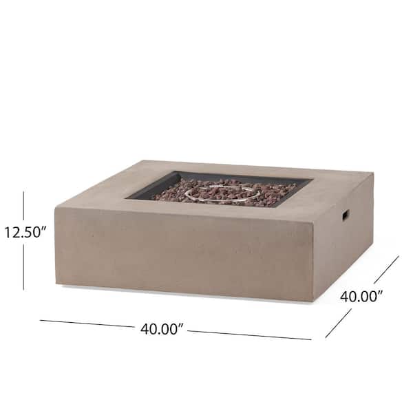 Mayfair Light Gray Square Stone Fire Pit (No Tank Holder)