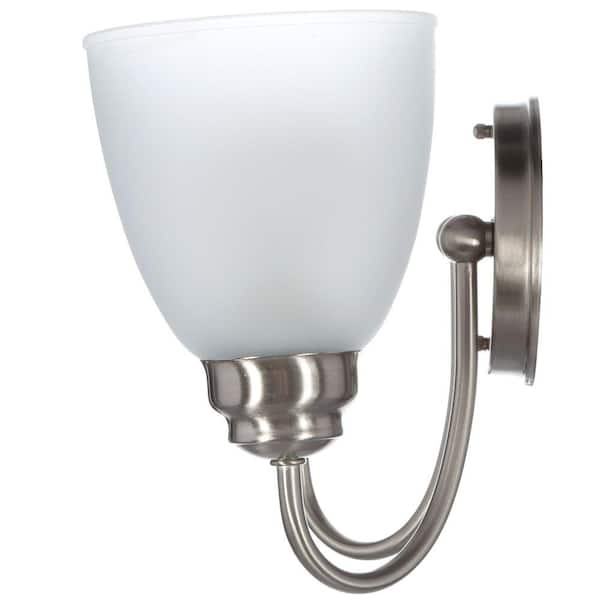 Hamilton 2-Light Brushed Nickel Vanity Light with Frosted Glass Shades