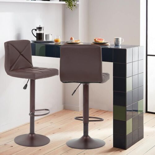 Bar Stools Set of 2 Counter Height Swivel Stool PU Leather Modern Height Stools